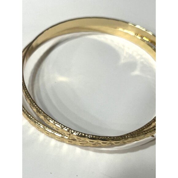 Gold-Plated Etched Bangle Bracelet Set - Picture 5 of 7